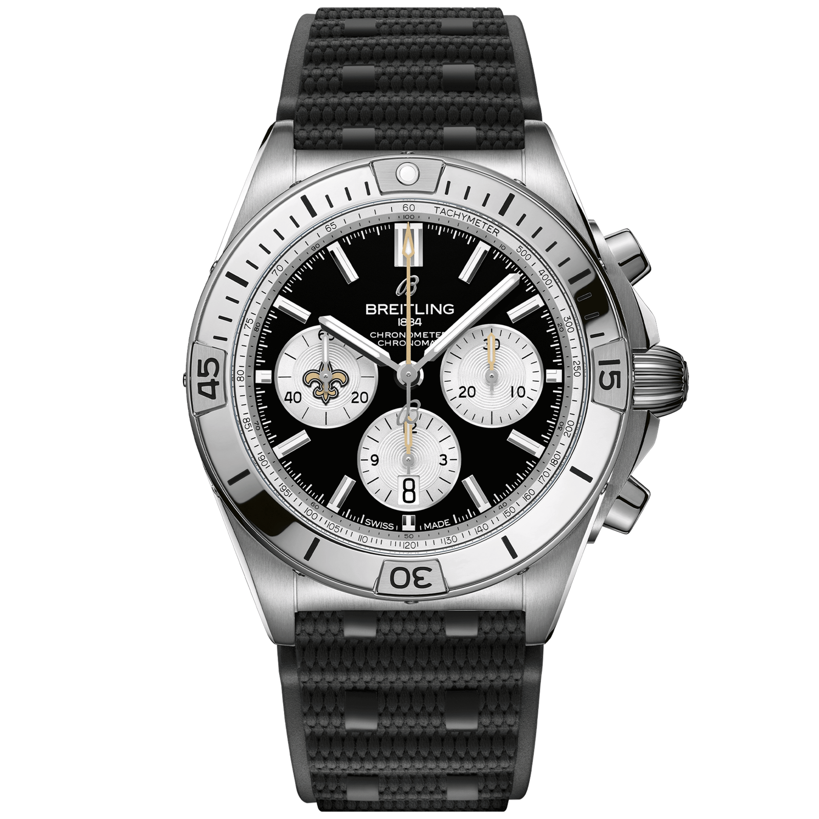 Chronomat_B0142_AB01342B1B4S1_RUBBER_NEW_ORLEANS_SAINTS_DIGITAL-scaled-1.png Chronomat B01 42 NFL New Orleans Saints Edition AB01342B1B4S1 - 图片 1