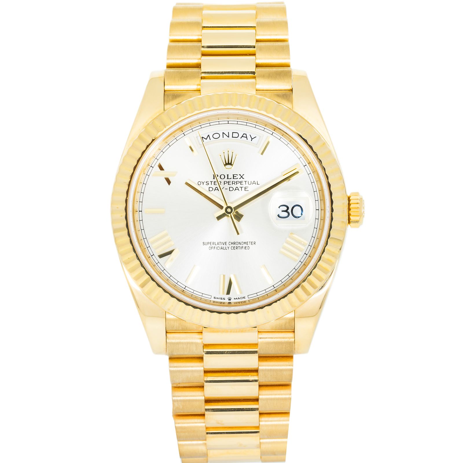 IMG_1501.png Rolex 18k Yellow Gold Day-Date 40mm, 228238 Silver Roman Dial and President Bracelet - 图片 1