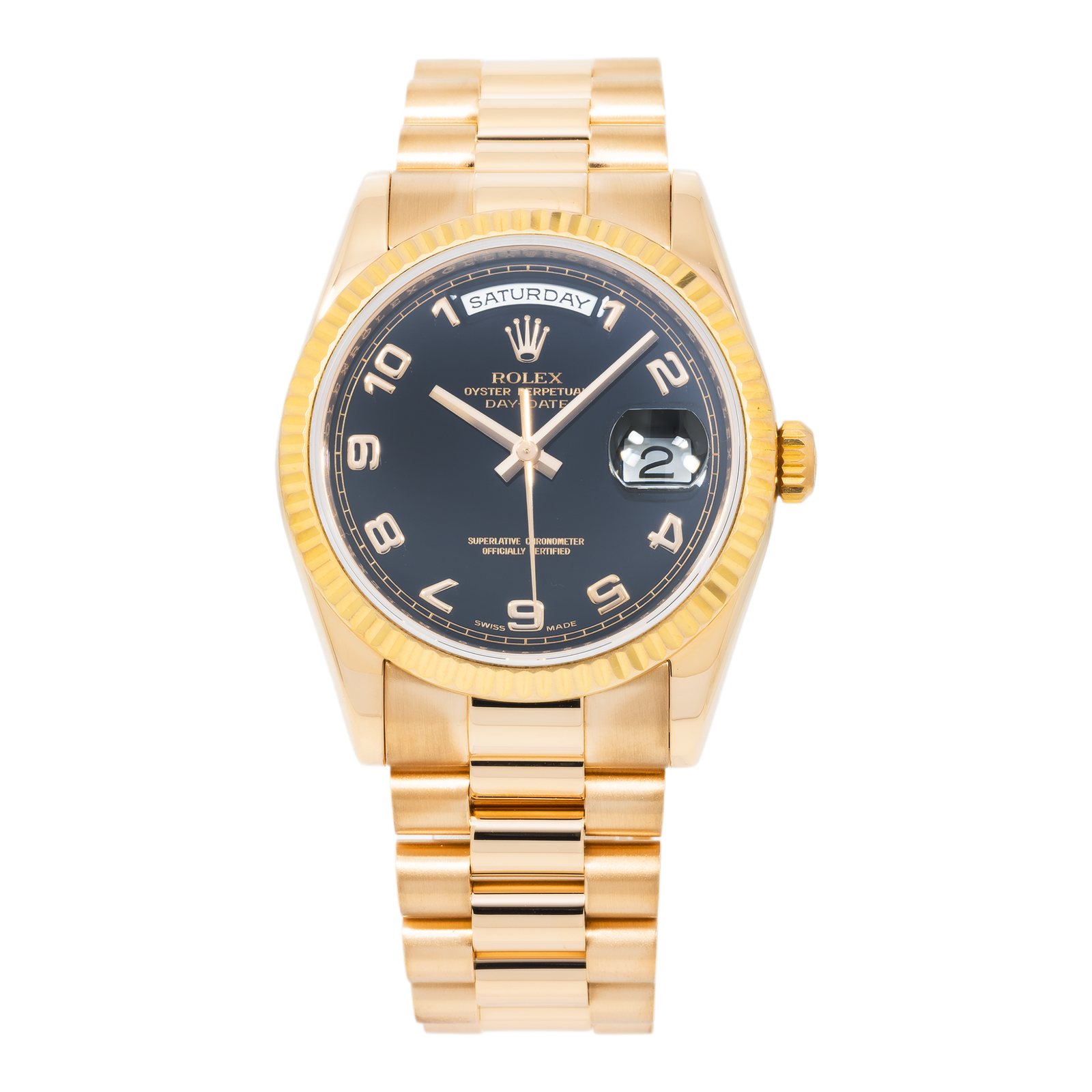 Pre-Owned-Rolex-Day-Date-36mm-118235-Everose-Gold-Black-Arabic-Dial-President-Bracelet-Mens-Watch-Year-2000-to-2005-JD-Watches-NY.png Rolex Day-Date 36mm 118235 Everose Gold Black Arabic Dial President Bracelet Men’s Watch (Year: 2000 to 2005) - 图片 1