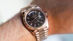 Rolex Day-Date 40 Chocolate Diagonal Motif Dial & Fluted Bezel 18K Everose Gold President 228235 - 图片 4