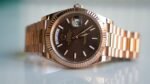Rolex Day-Date 40 Chocolate Diagonal Motif Dial & Fluted Bezel 18K Everose Gold President 228235 - 图片 5