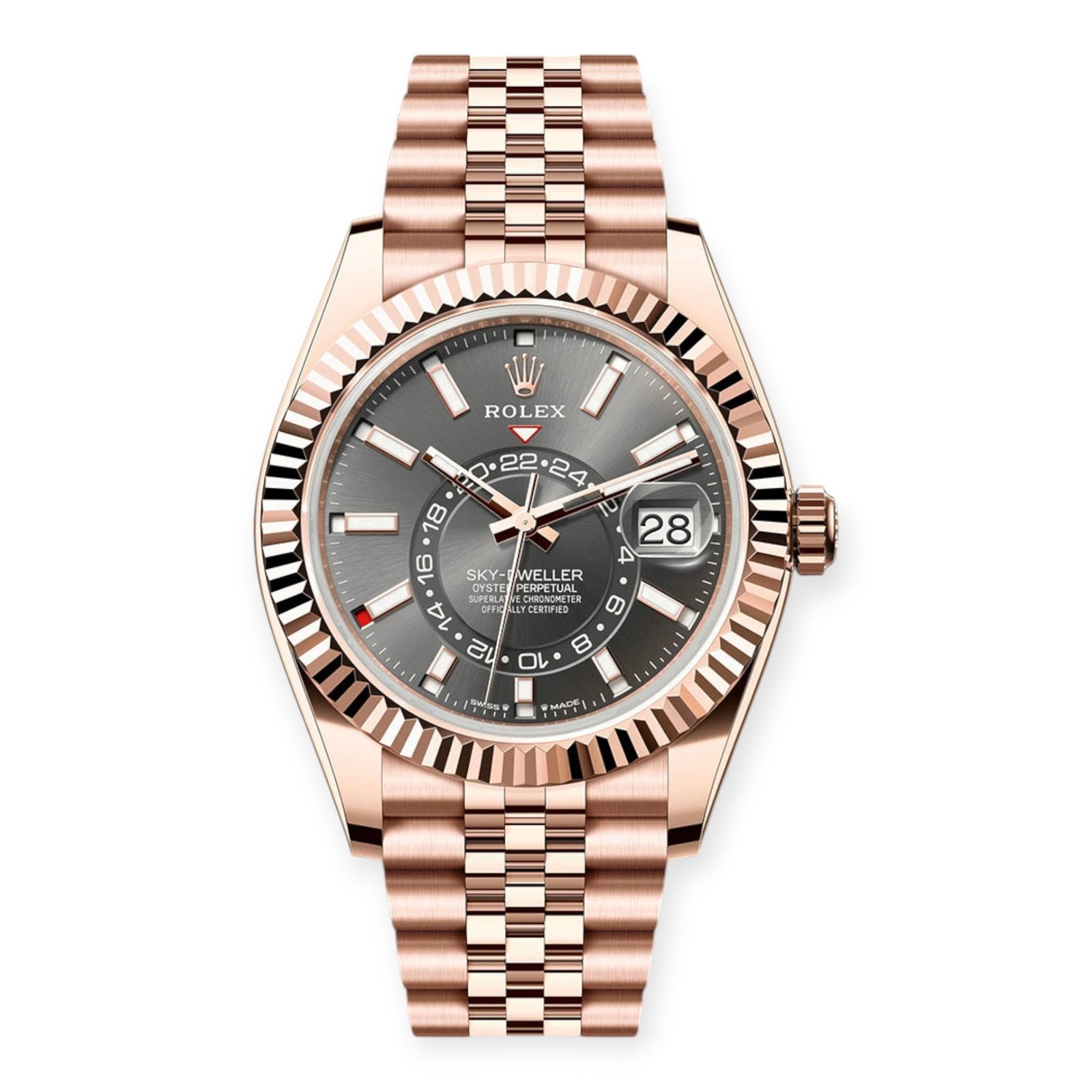 Pre-Owned-Rolex-Everose-Gold-Sky-Dweller-336935-Slate-Index-Dial-On-a-Jubilee-Bracelet-JD-Watches-NY.jpg Rolex Everose Gold Sky-Dweller 336935 Slate Index Dial On a Jubilee Bracelet - 图片 1