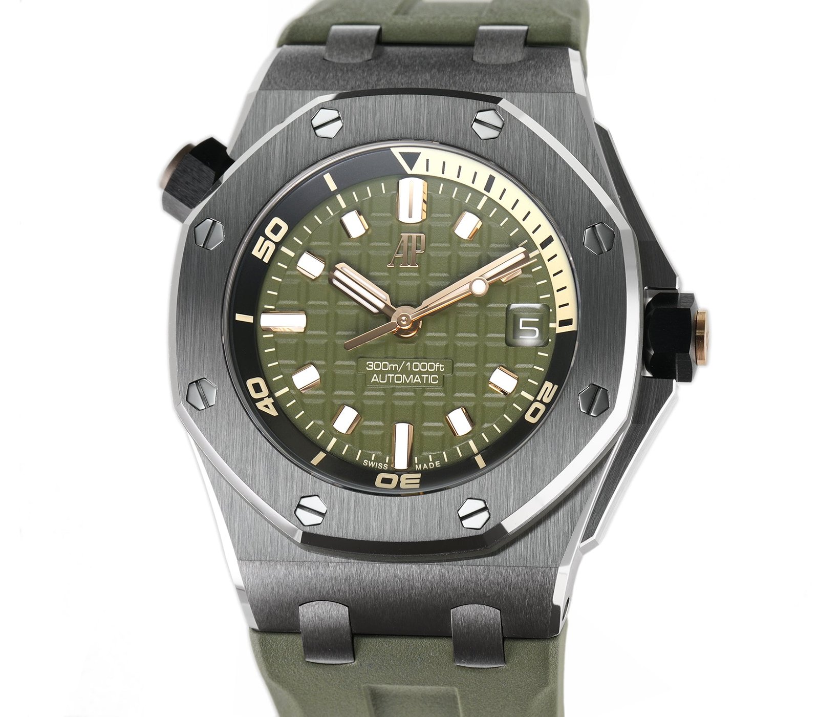 Untitled-1_3c2a0640-3905-4cf9-a4b6-3ea4c7156984.jpg Diver Stainless Steel 42mm Khaki Green Dial - 图片 1