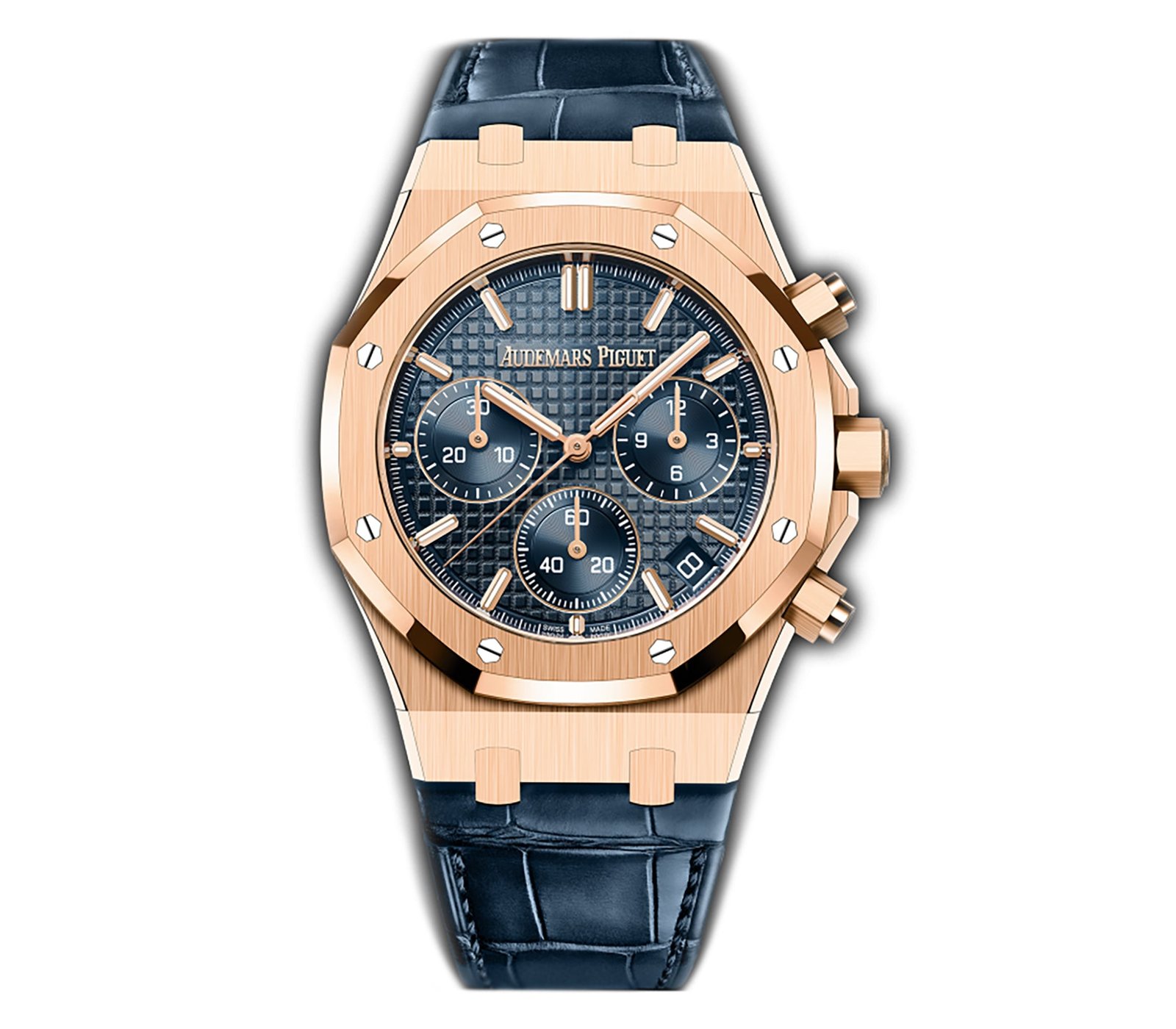 Untitled-42222222.jpg 41mm Chronograph 18k Rose Gold Blue Dial On Leather - 图片 1