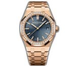 34mm 18k Rose Gold Diamond Bezel Blue Dial Automatic
