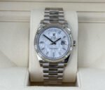 Rolex White Gold Day-Date 40 Watch - Fluted Bezel - Meteorite Baguette Diamond Dial - President Bracelet - 228239 mtdp - 图片 2